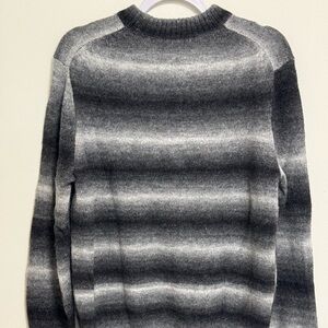 Men's Black and Gray Striped Crewneck Sweater